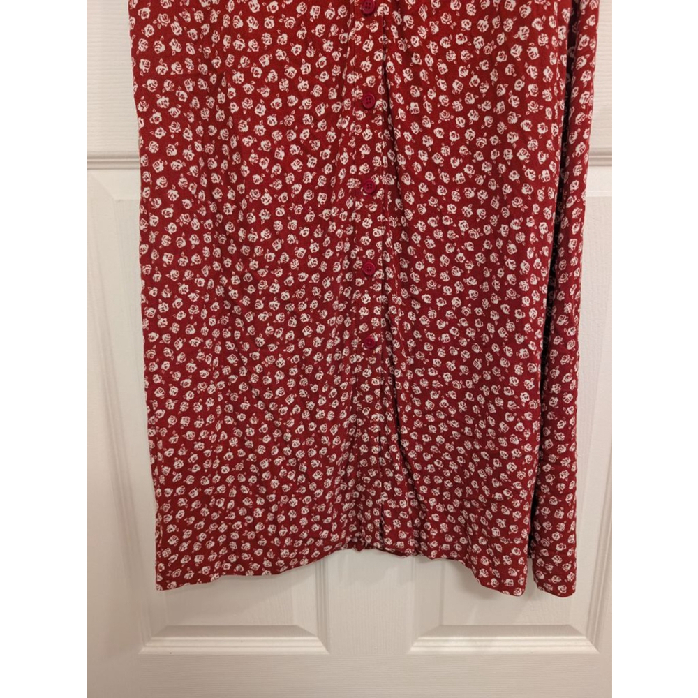 $198 Reformation Brighton Button Down Shirt Dress Red Burgundy White floral sz S - Picture 5 of 8
